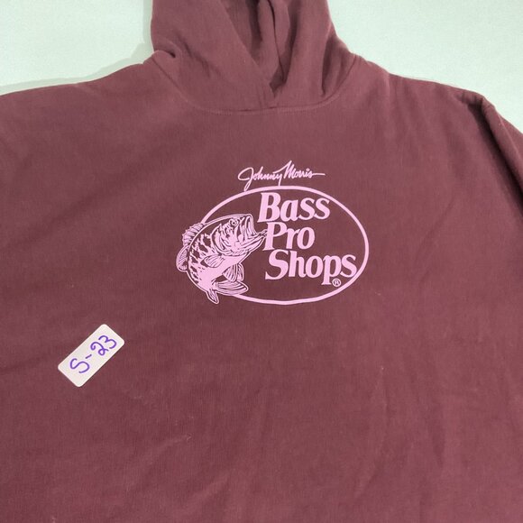 Johnny Morris Bass Pro Shops Maroon Hoodie M Long Sleeve Womens Pullover Frayed - Picture 7 of 7